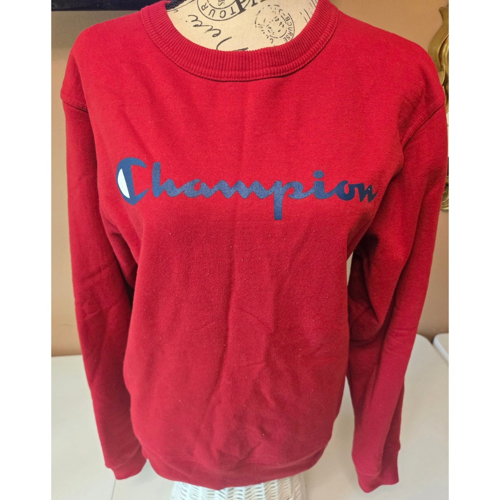 Champion Authentic Athleticwear Red Script Logo Crewneck Sweatshirt Mens Small